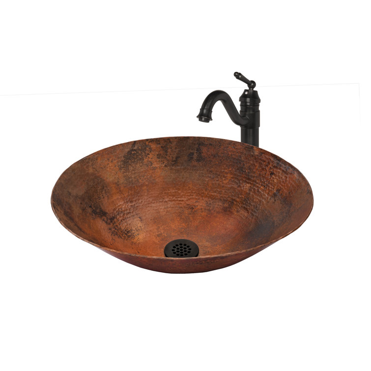 Oval Copper Above-Counter Sink with Oil Rubbed Bronze Faucet
