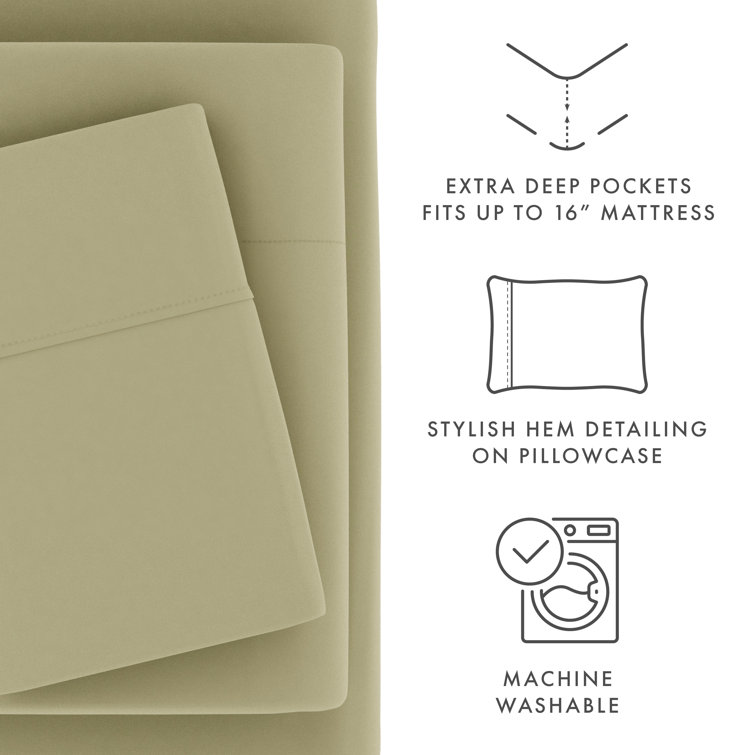 Sage Twin XL Deep Pocket Microfiber Sheet Set