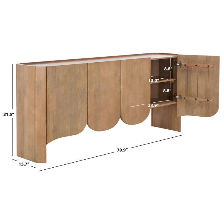 Natural Mango Wood 4-Door Sideboard