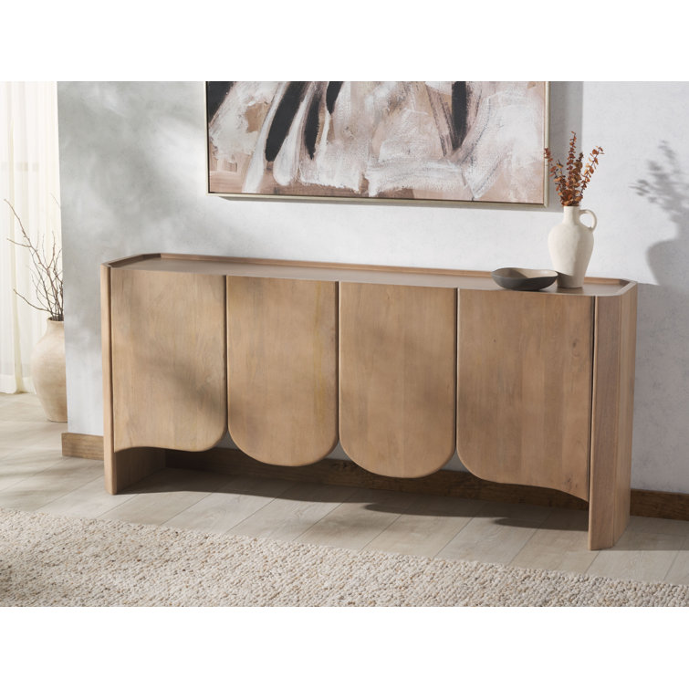 Natural Mango Wood 4-Door Sideboard