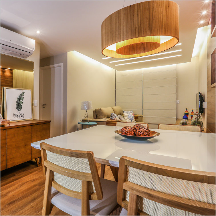 American Walnut LED Drum Pendant Light