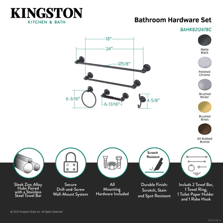 Polished Chrome 5-Piece Metal Bathroom Hardware Set