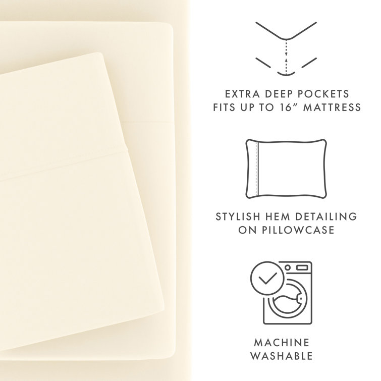 Ivory Twin XL Ultra Soft Microfiber Sheet Set