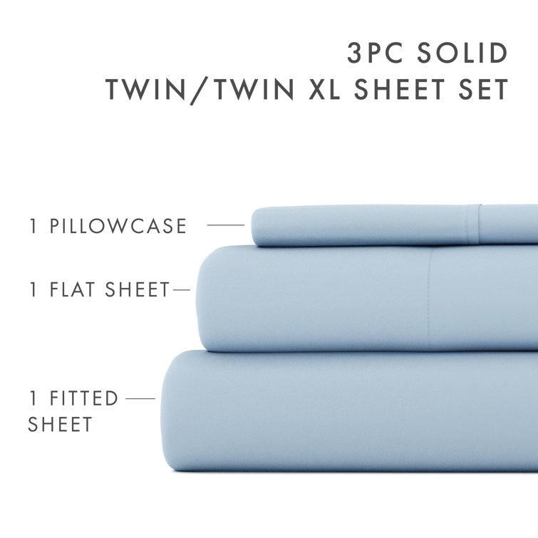 Light Blue Twin XL Microfiber 4-Piece Sheet Set