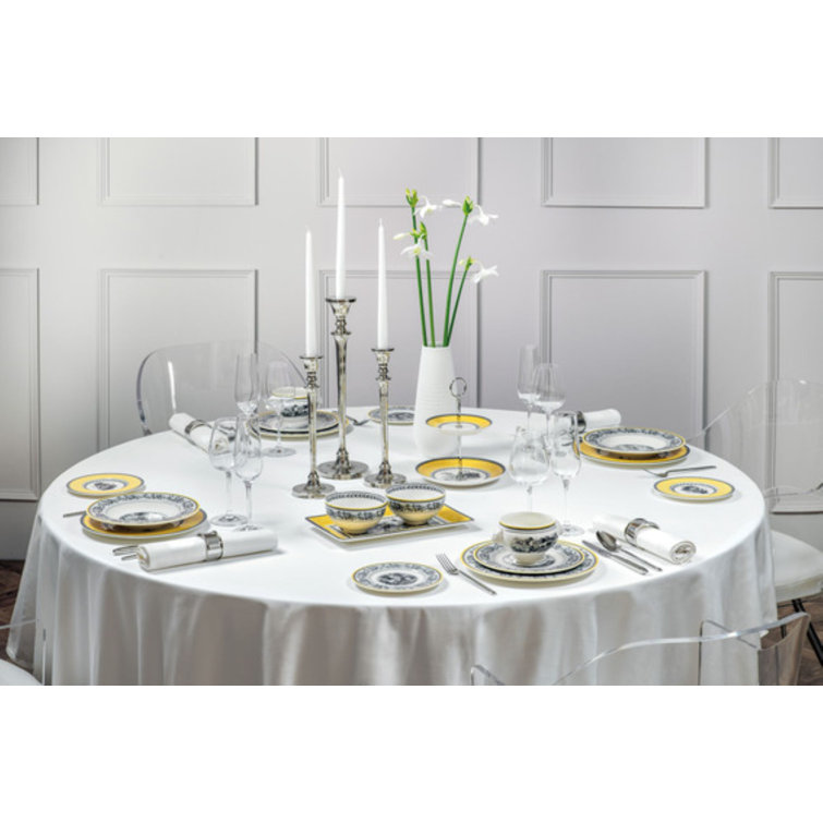 Yellow Floral Pattern Round Porcelain Dinner Plate