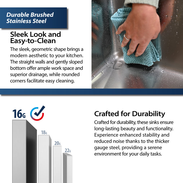 Elite 32'' Stainless Steel Undermount Single Bowl Workstation Sink