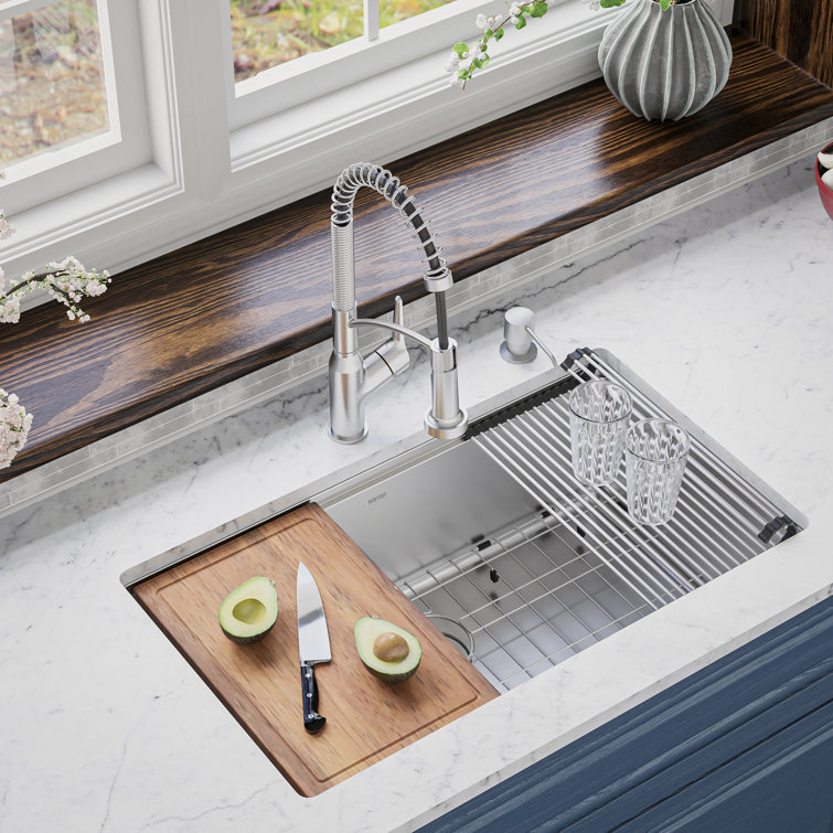 Elite 32'' Stainless Steel Undermount Single Bowl Workstation Sink