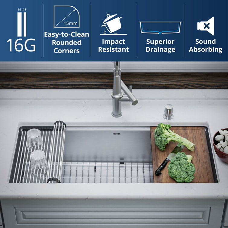 Elite 39'' Stainless Steel Undermount Workstation Kitchen Sink