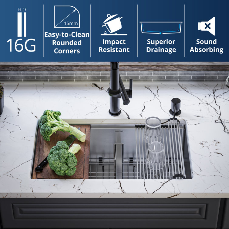 Elite 32'' Double Bowl Stainless Steel Undermount Kitchen Sink
