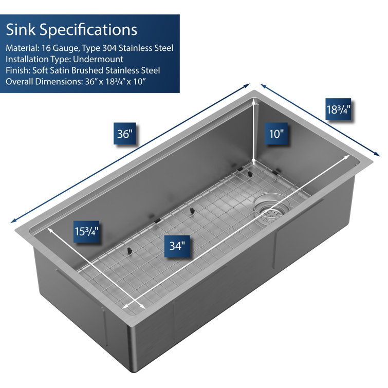 Elite 36" Stainless Steel Undermount Workstation Kitchen Sink