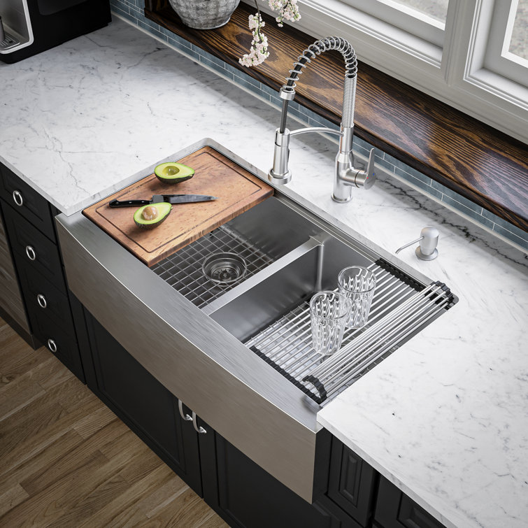 Elite 36'' Double Bowl Stainless Steel Farmhouse Sink