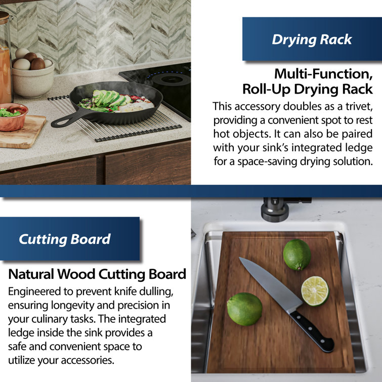 Compact Stainless Steel Undermount Kitchen Workstation Sink