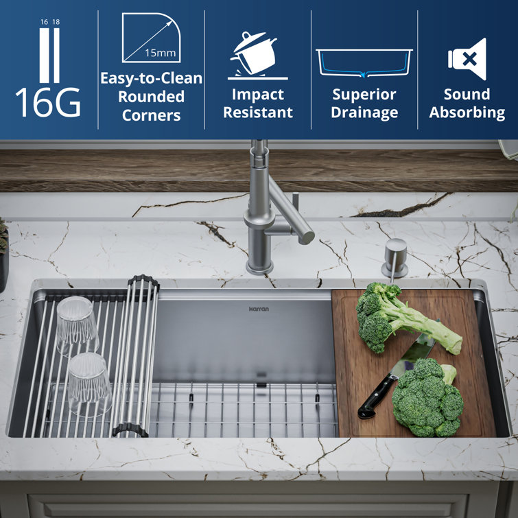Elite 36" Stainless Steel Undermount Workstation Kitchen Sink