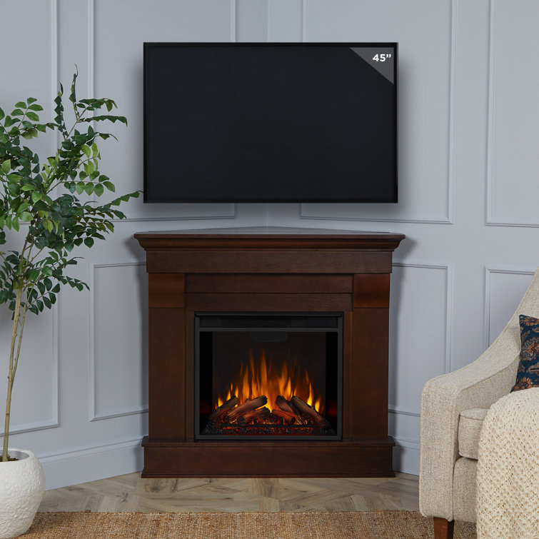 Dark Walnut Free-standing Electric Fireplace with Mantel