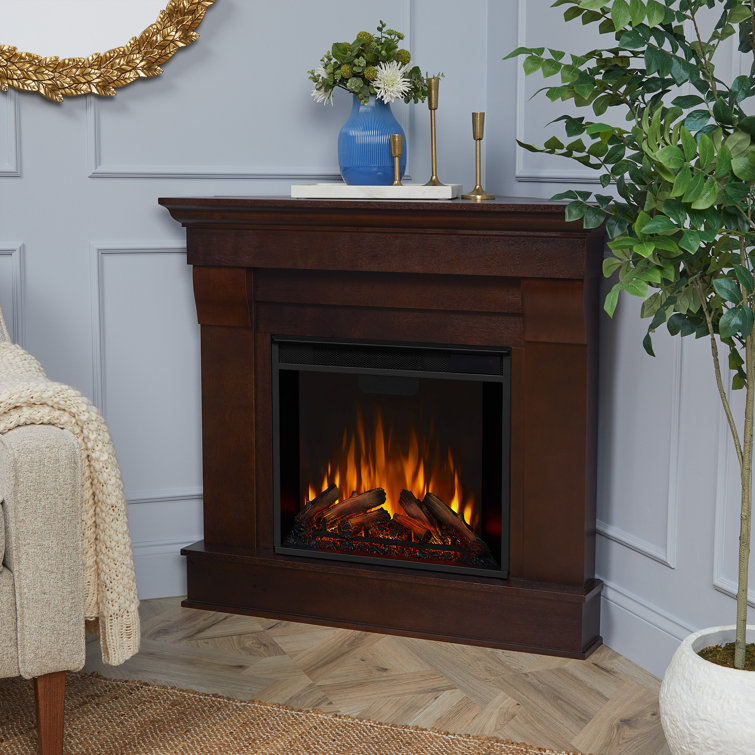 Dark Walnut Free-standing Electric Fireplace with Mantel