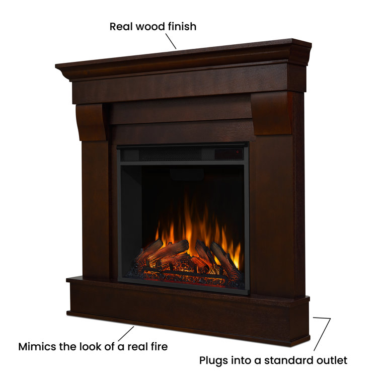 Dark Walnut Free-standing Electric Fireplace with Mantel