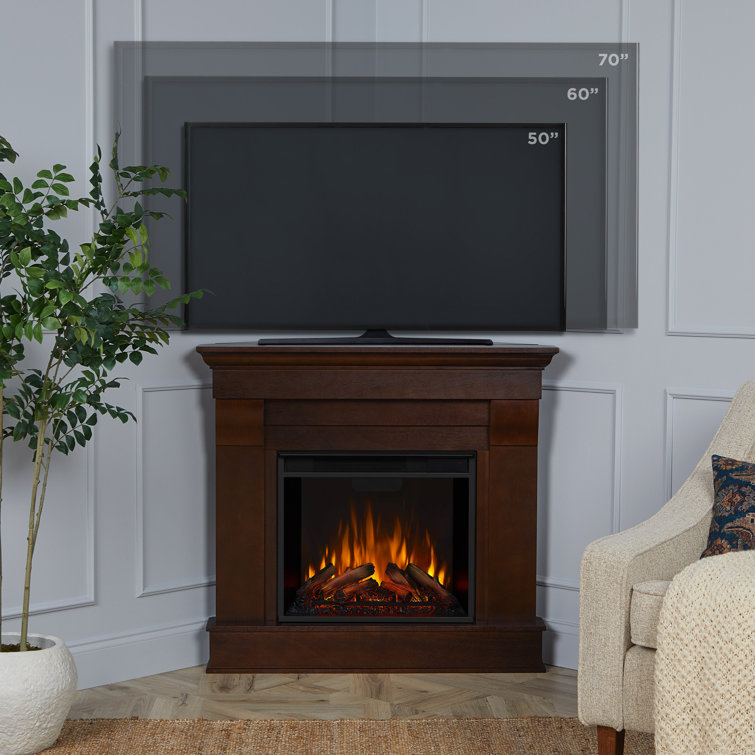 Dark Walnut Free-standing Electric Fireplace with Mantel