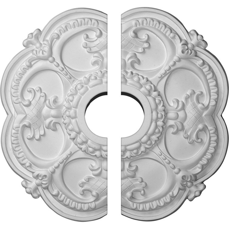 18-Inch White Split Round Wood Ceiling Medallion