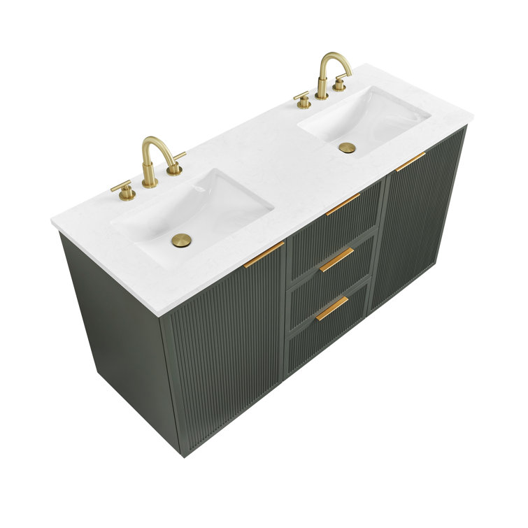 Addison 60" Vintage Green Double Sink Vanity with Ariston White Top