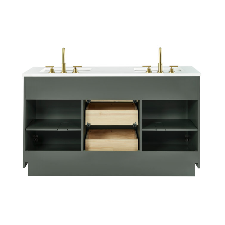 Addison 60" Vintage Green Double Sink Vanity with Ariston White Top