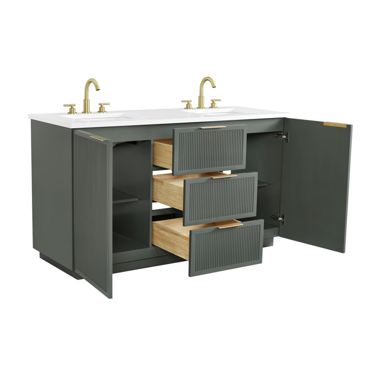 Addison 60" Vintage Green Double Sink Vanity with Ariston White Top