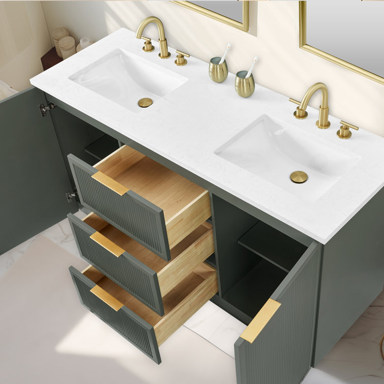 Addison 60" Vintage Green Double Sink Vanity with Ariston White Top