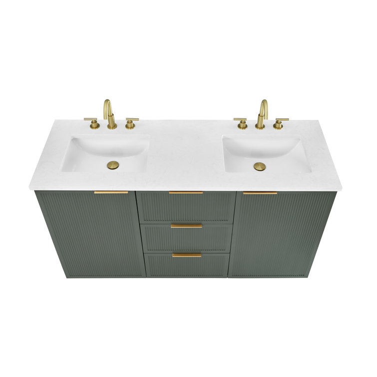 Addison 60" Vintage Green Double Sink Vanity with Ariston White Top