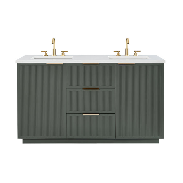 Addison 60" Vintage Green Double Sink Vanity with Ariston White Top