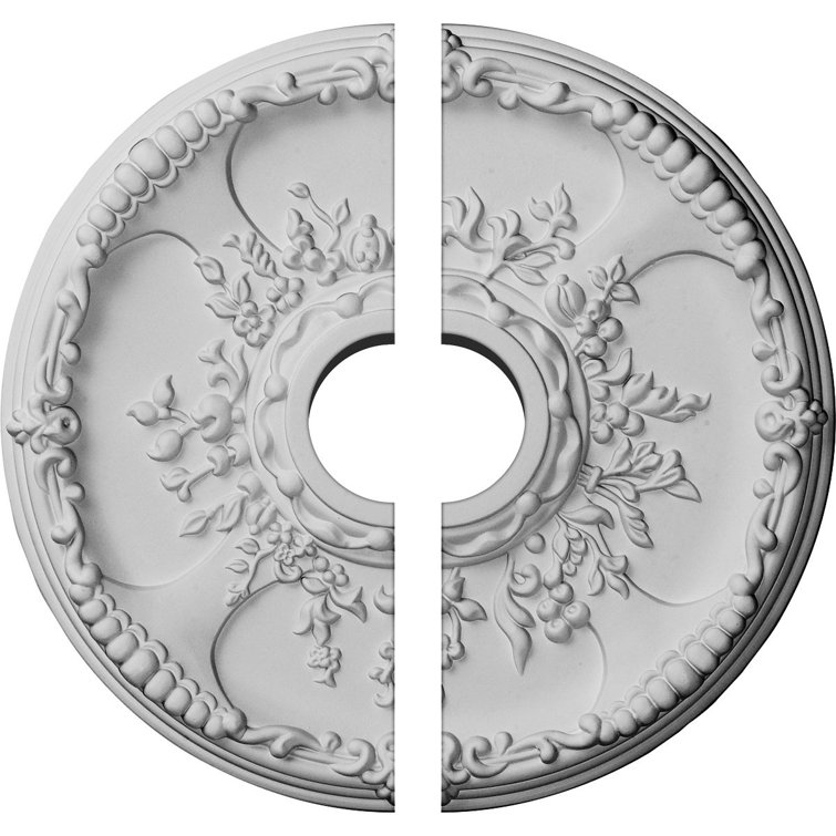 18" White Hand Carved Round Ceiling Medallion