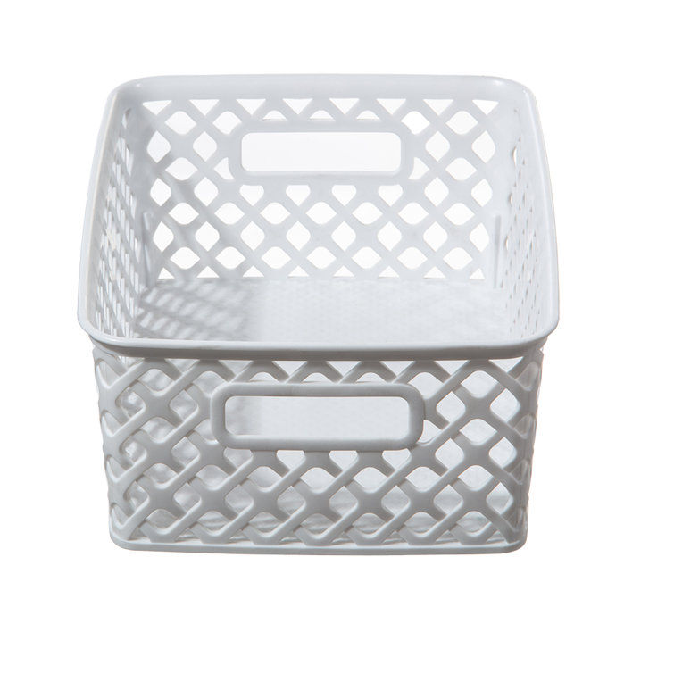 Set of 4 White Plastic Rectangular Decorative Baskets