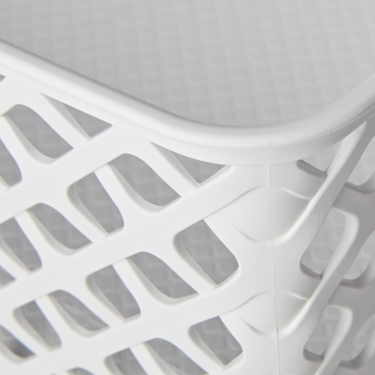 Set of 4 White Plastic Rectangular Decorative Baskets