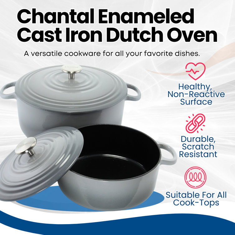 Fade Grey 5.6 Qt Enameled Cast Iron Dutch Oven
