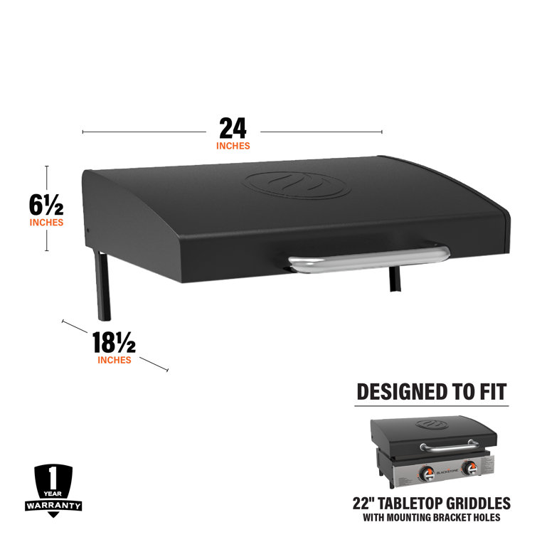 Black Powder-Coated Steel 22" Tabletop Griddle Hood