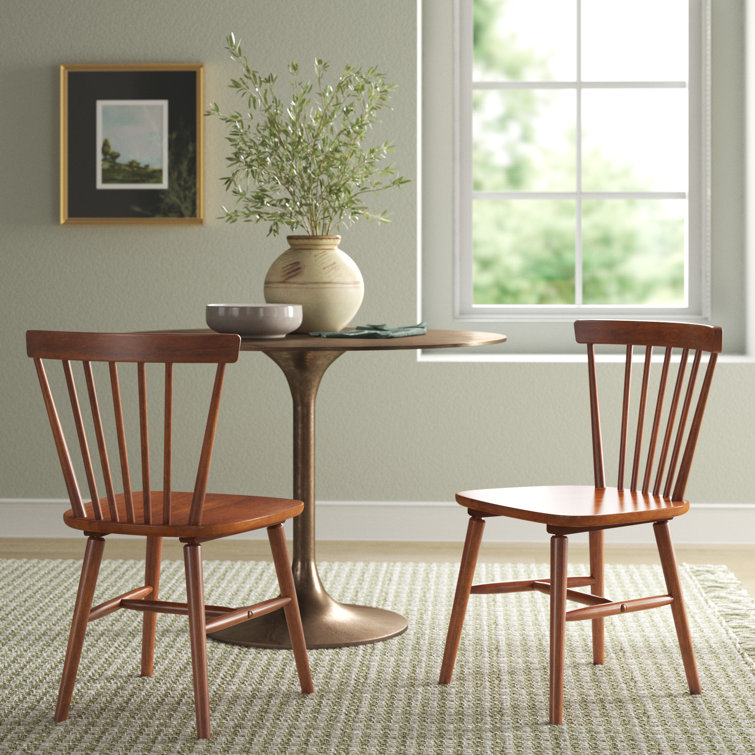 Walnut High Back Slat Wood Side Chair