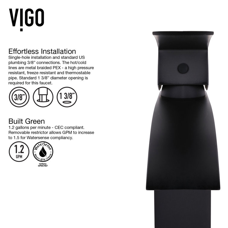 Matte Black Brass Single Hole Vessel Sink Faucet