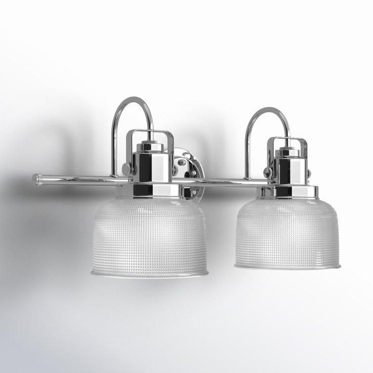 Archie Coastal 2-Light Chrome Vanity Light with Prismatic Glass