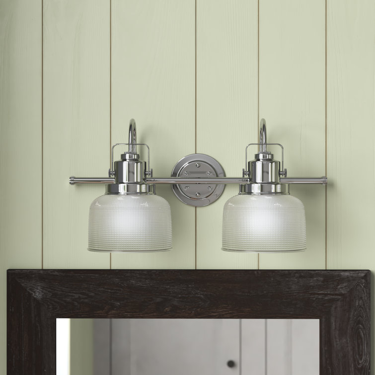 Archie Coastal 2-Light Chrome Vanity Light with Prismatic Glass