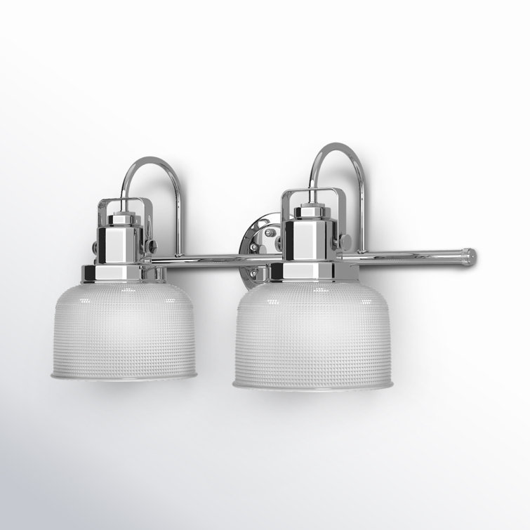Archie Coastal 2-Light Chrome Vanity Light with Prismatic Glass