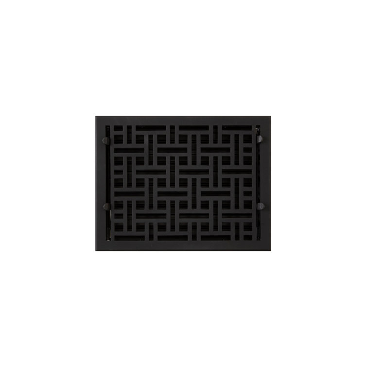 Black Cast Iron Floor Register with Wicker Pattern