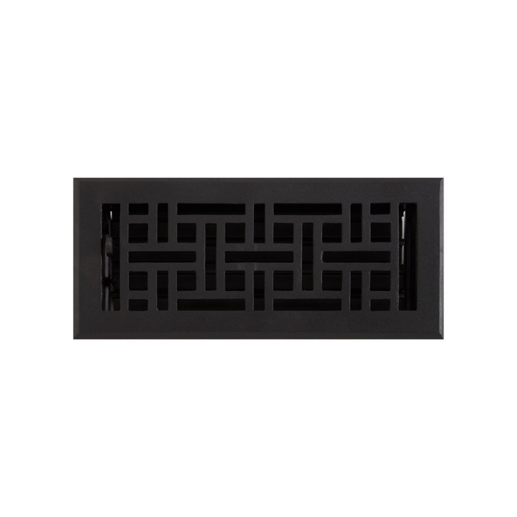 Black Cast Iron Wicker Design Floor Register, 11.38'' x 5.13''