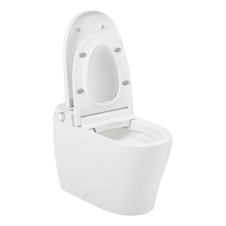 Vela White Ceramic Elongated One-Piece Toilet with Bidet Seat