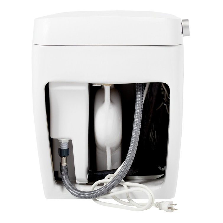 Vela White Ceramic Elongated One-Piece Toilet with Bidet Seat