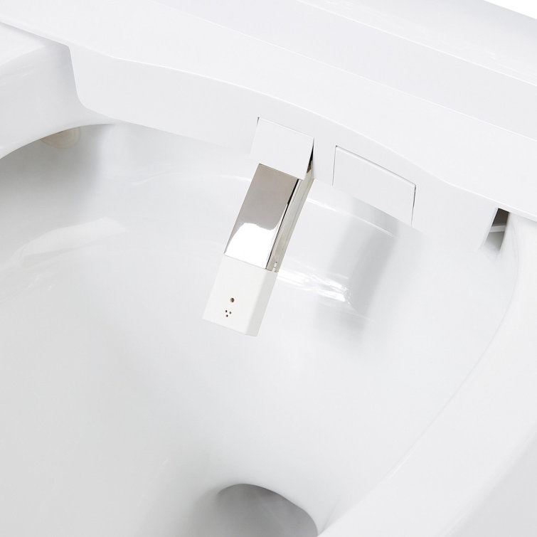 Vela White Ceramic Elongated One-Piece Toilet with Bidet Seat