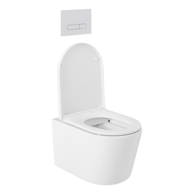 Arnelle Dual Flush Wall Mounted One Piece Elongated Chair Height Toilet with Actuator Plate Flush