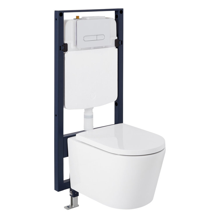 Arnelle Dual Flush Wall Mounted One Piece Elongated Chair Height Toilet with Actuator Plate Flush