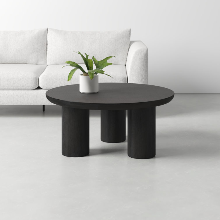 Aicha Black Round Wood Outdoor Coffee Table