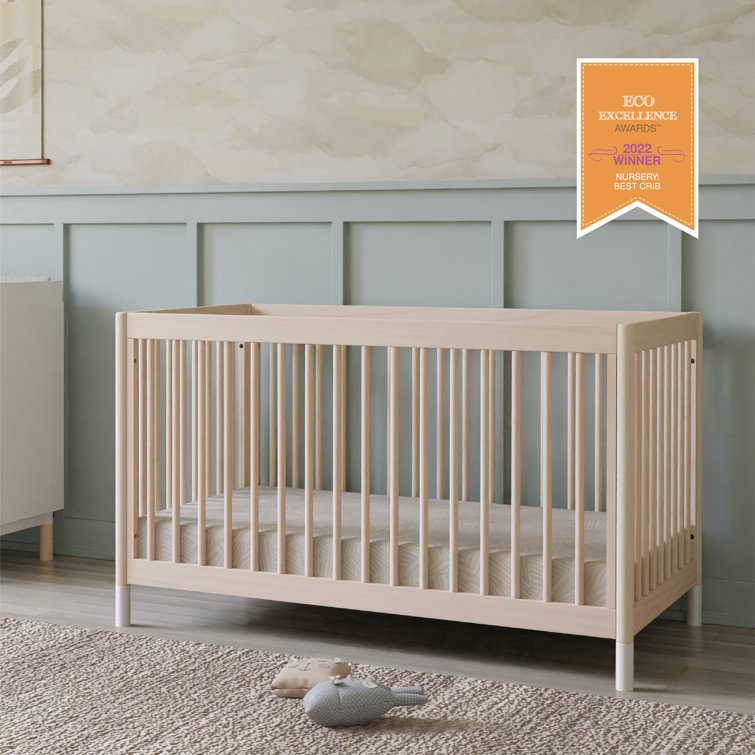 Washed Natural and White Pine 4-in-1 Convertible Toddler Crib