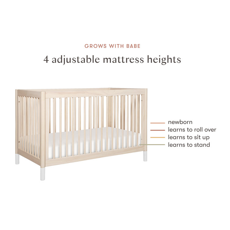 Washed Natural and White Pine 4-in-1 Convertible Toddler Crib