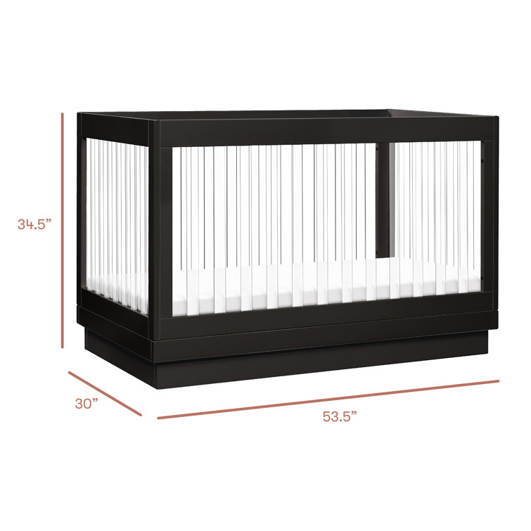 Black Acrylic and Pine Wood 3-in-1 Convertible Crib