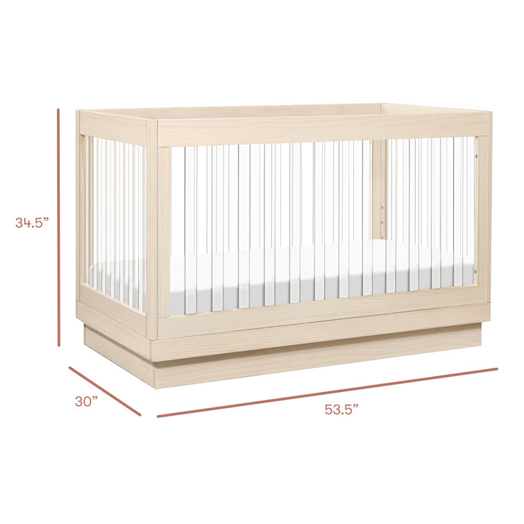 Washed Natural Pine and Acrylic 3-in-1 Convertible Crib